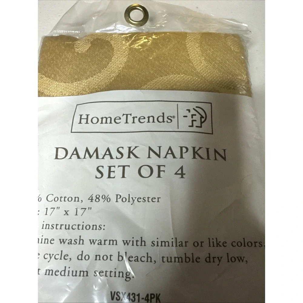 Home Trends Set of 4 Damask Napkins New Gold 17
